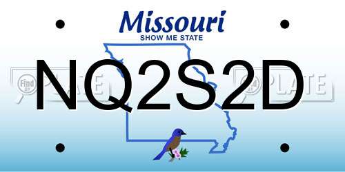NQ2S2D Missouri License Plate