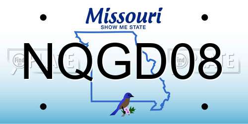 NQGD08 Missouri License Plate