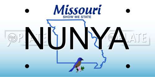 NUNYA Missouri License Plate