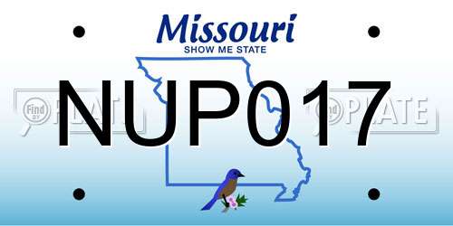 NUP017 Missouri License Plate