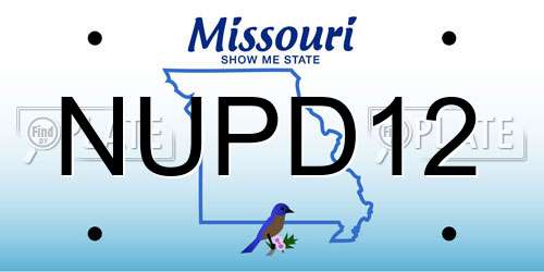 NUPD12 Missouri License Plate