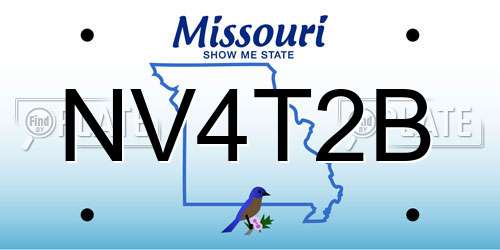 NV4T2B Missouri License Plate