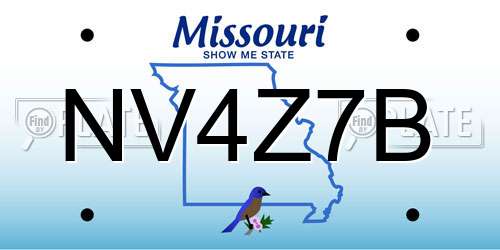 NV4Z7B Missouri License Plate