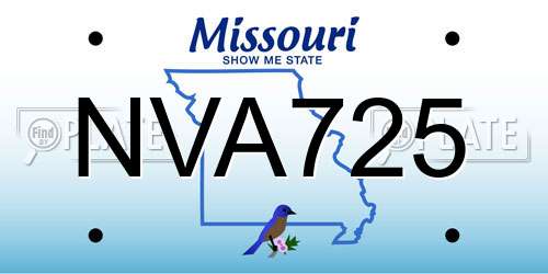 NVA725 Missouri License Plate