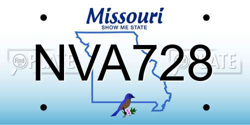 NVA728 Missouri License Plate