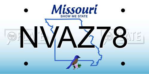NVAZ78 Missouri License Plate