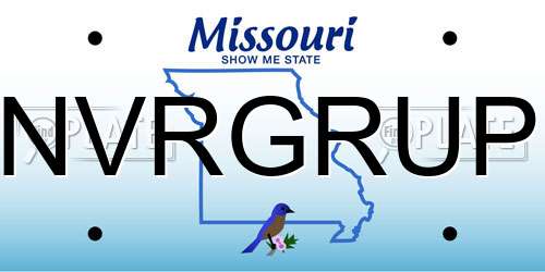 NVRGRUP Missouri License Plate