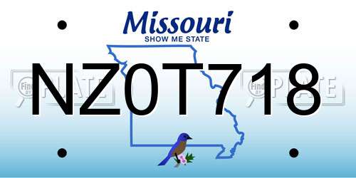 NZ0T718 Missouri License Plate