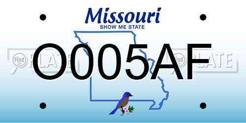 O005AF Missouri License Plate