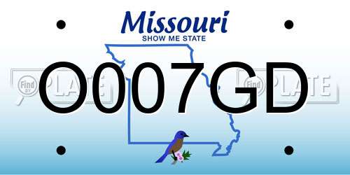 O007GD Missouri License Plate