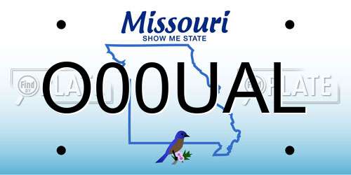 O00UAL Missouri License Plate