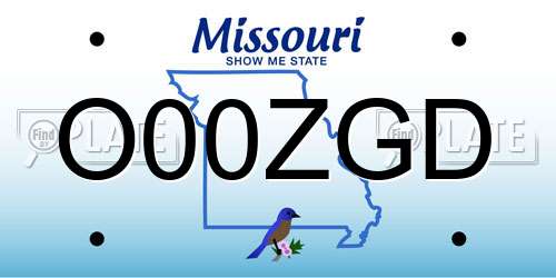 O00ZGD Missouri License Plate