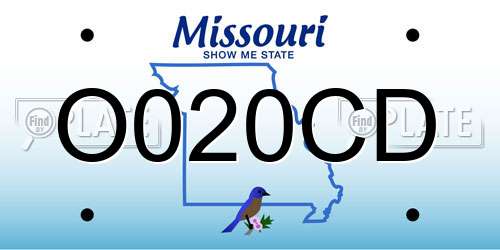O020CD Missouri License Plate