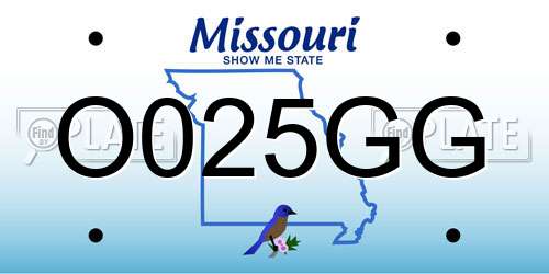 O025GG Missouri License Plate