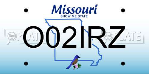 O02IRZ Missouri License Plate