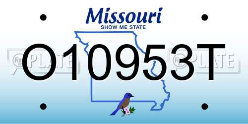 O10953T Missouri License Plate