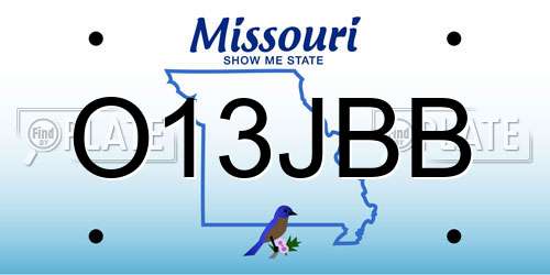 O13JBB Missouri License Plate