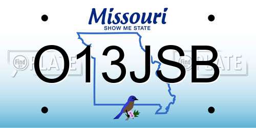 O13JSB Missouri License Plate