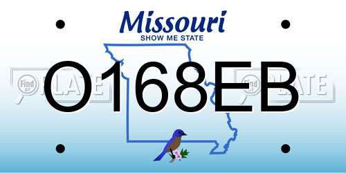 O168EB Missouri License Plate