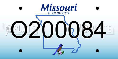 O200084 Missouri License Plate