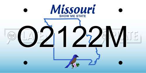O2122M Missouri License Plate