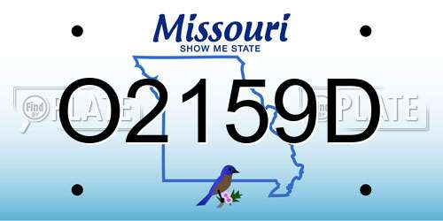 O2159D Missouri License Plate