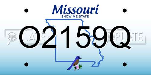 O2159Q Missouri License Plate