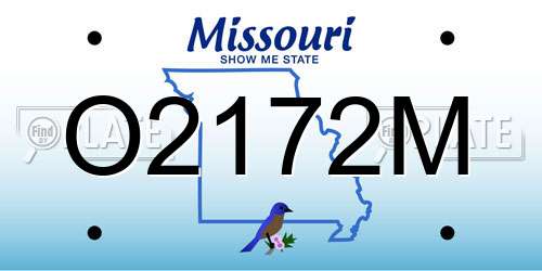 O2172M Missouri License Plate