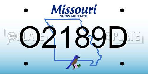 O2189D Missouri License Plate
