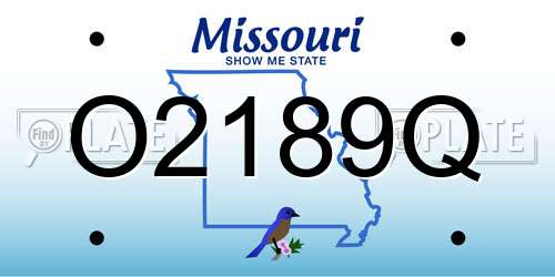 O2189Q Missouri License Plate