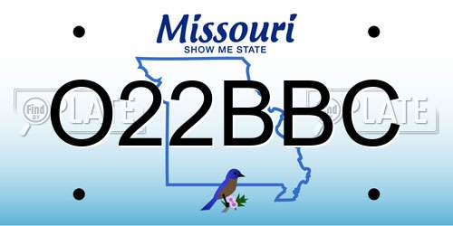 O22BBC Missouri License Plate