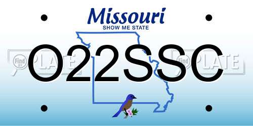 O22SSC Missouri License Plate
