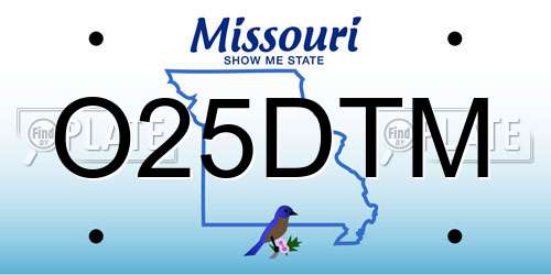O25DTM Missouri License Plate