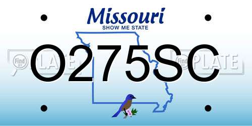 O275SC Missouri License Plate