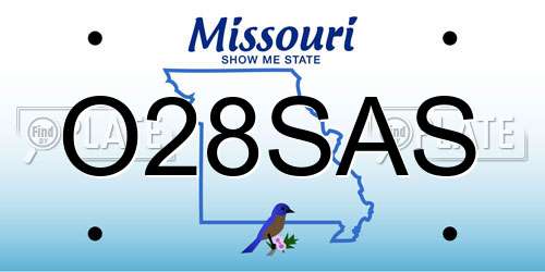 O28SAS Missouri License Plate