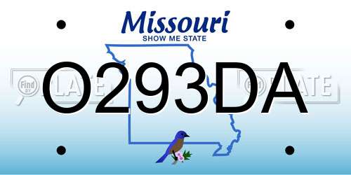 O293DA Missouri License Plate