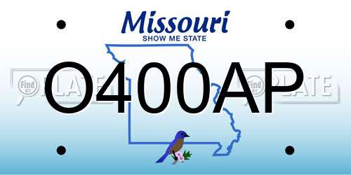 O400AP Missouri License Plate