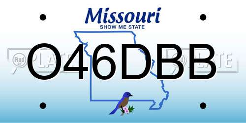 O46DBB Missouri License Plate