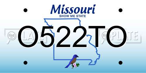 O522TO Missouri License Plate