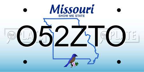 O52ZTO Missouri License Plate