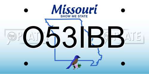 O53IBB Missouri License Plate