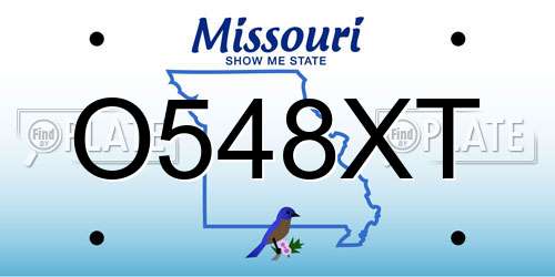 O548XT Missouri License Plate
