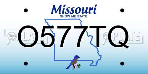 O577TQ Missouri License Plate
