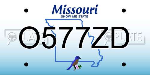 O577ZD Missouri License Plate
