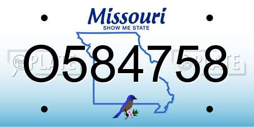 O584758 Missouri License Plate