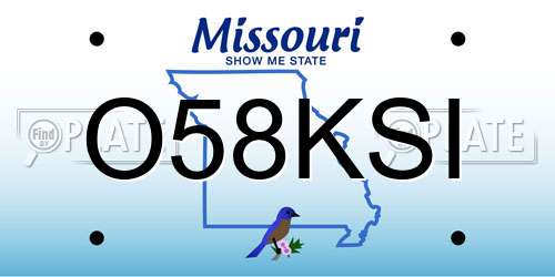 O58KSI Missouri License Plate
