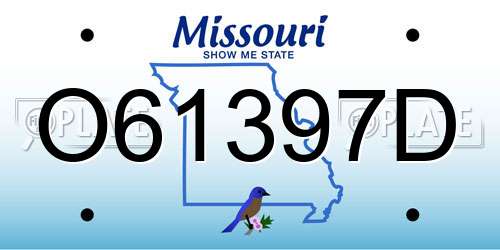 O61397D Missouri License Plate