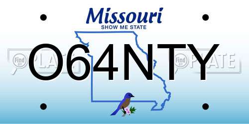 O64NTY Missouri License Plate