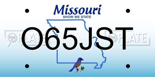 O65JST Missouri License Plate