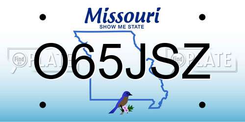 O65JSZ Missouri License Plate